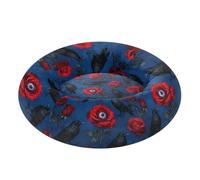 GuoChe Gothic Raven and Rose Pattern Pet Cat Bed Anti-Slip fluffier Cat Cave Bed for Medium Size Pets Supplies