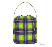 GuoChe Gradient Square Color - Block Pattern Crochet Yarn Bag Knitting Project Bag with Holes Travel Storage for Knitting Needles Yarn Craft