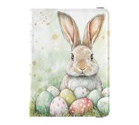 GuoChe Green Stripe Rabbit Bunny Eggs Easter Leather Car Registration and Insurance Holder Automobile Wallet Case Organizer for Driver License, Cards & Essential Documents Men Women Pu Leather