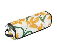 GuoChe Hair Tool Travel Bag with Iron Mat Removable Hair Styling Accessories Organizer for Curling Iron Straightener Flat Hair Dryer, Bold Orange Floral