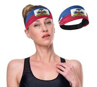 GuoChe Haiti Flag Moisture Wicking Sweat Absorbing Headband Elastic Hairbands for Tennis Hiking Tennis Tennis