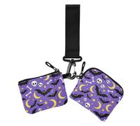 GuoChe Halloween Bats Skulls on Purple Women's Wallets Card Cases