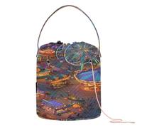 GuoChe Halloween Carnival Funfair Yarn Storage Crochet Bag Organizer Portable Travel Storage for Crochet Carrier Knitting Crochet