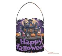 GuoChe Halloween Castle Scene Crochet Yarn Bag Crochet Supply Bag with Holes Storage Bags for Crochet Knit Knitting Supplies