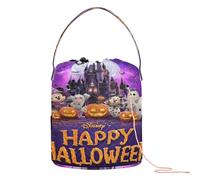 GuoChe Halloween Castle Scene Yarn Storage Bag Crochet Organizer Tote with Holes Travel Storage for Crochet Needle Crocheting Accessories