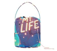 GuoChe Hand Gesture Two Fingers Up My Life Yarn Storage Bag Crochet Case Organizer Portable Travel Bag for Knitting Tool Knitting Crochet