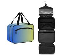 GuoChe Hanging cosmetic bags for women travel with Hook, Designer unisex make up bags for travelers bathroom bolso de mano para hombre M, Yellow Blue Gradient, M, Colorful