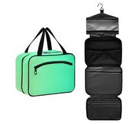 GuoChe Hanging cosmetic travel bag with Hook, Designer compact medicine bags for women travel trip estuche para guardar maquillaje M, Gradient Dark Green, L, Colorful