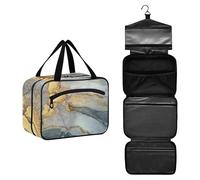 GuoChe Hanging hanging travel toiletry with Hook, Designer unisex case for toiletries for trip essentials camping porta cosmeticos mujer para cartera M, Marble Silver Neutral, L, Colorful