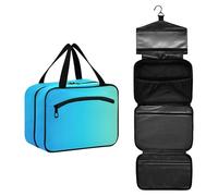 GuoChe Hanging large capacity travel cosmetic bag with Hook, Designer portable hanging toiletry bags for travelers trip bolso de mano para hombre M, Light Blue Gradient, M, Colorful