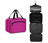 GuoChe Hanging womens toiletry travel bag with Hook, Designer portable toiletry kit for accessories for women toilet maleta para maquillaje M, Medium Violet Red, L, Colorful