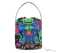 GuoChe Happy Halloween Cartoon Cute Zombie Crochet Yarn Bag Crochet Needle Case with Holes Travel Storage for Crochet Hook Crochet Project