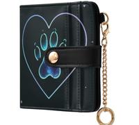 GuoChe Heart with Paw Of A Dog Or Cat Ladies Slim Foldable Wallet Fancy Compact PU Leather Wallet for Women Girls