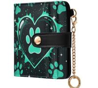 GuoChe Heart with Paw Of A Dog Or Cat Women's Small Folding Wallet Convenient Minimalist PU Leather Wallet for Girls Women