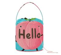 GuoChe Hello Cartoon Cute Peach Yarn Bag Crochet Hook Bag with Holes Storage Bags for Knitting Tools Crochet Project