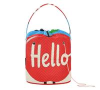 GuoChe Hello Cartoon Cute Red Crochet Yarn Bag Crochet Hook Organizer Portable Crocheting Bag for Needle Holder Knitting Organizer