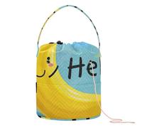 GuoChe Hello Cartoon Cute Yellow Banana Crochet Tote Bag Yarn Storage Tote Portable Yarn Tote for Needle Holder Knitting Project