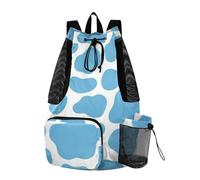 GuoChe Hiking Drawstring Backpack Gym Swim Bag With Water Bottle Holder Dry Wet Separation Light Blue Spot