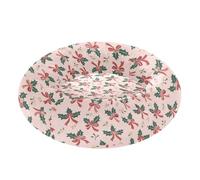 GuoChe Holly Berry Bows Christmas Pattern Pet Cat Bed Anxiety Relief fluffier Dog Cave Bed for Pets Sleeping Small Size