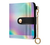 GuoChe Holographic Rainbow Pattern Ladies Lightweight Foldable Wallet Portable Premium PU Leather Wallet for Women
