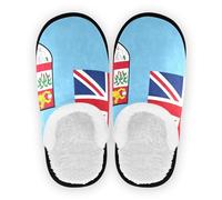 GuoChe Home Shoes for Men Woman Fuzzy Fleece Non-Slip Lightweight House Shoes Indoor Outdoor Winter Bedroom M, Fijian National Flag Official Fiji Island, Large