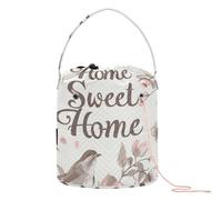 GuoChe Home Sweet Home William Morris Style Flower Bird Peach Crochet Yarn Bag Crochet Yarn Storage with Holes Travel Storage for Travel Crochet Crocheting Accessories