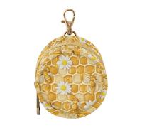 GuoChe Honeycomb Background with Bees and Daisies Baby Girl Pacifier Holder Case Portable Change Purse Key Holder, Neutral Baby Items