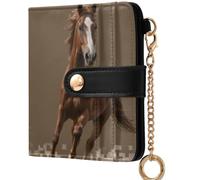 GuoChe Horse Cute Animal Horse Ride Horses Farm Women's Leather Folding Wallet Convenient PU Leather Wallet With Card Slots for