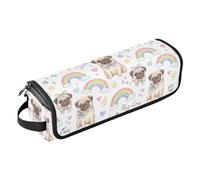 GuoChe Hot Hair Tools Travel Bag with Heat Resistant Mat Heating Tools Travel Bag Organizer for Straigheners, Curling Iron, Hair Dryer, Charming Pug & Rainbow