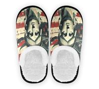 GuoChe House Shoes for Women Coral Fleece Anti-Skid Sole Lightweight House Slipper Socks Hotel Travel Bedroom Airplane Party M, Usa Presidents Day Flag & Lady Liberty, Large