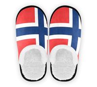GuoChe House Slippers for Women Coral Fleece Anti-Slip Rubber Sole Lightweight House Slipper Socks Home Indoor M, Norway National Flag Perfect Business Concepts, Medium