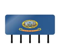 GuoChe Idaho State Flag Key Holder with Mail Organizer & 5 Self-Adhesive Hanging wall Hanger for House Decor Living Room Kitchen