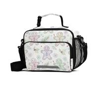 GuoChe Insulated Lunch Bags Christmas Gingerbread Man Pattern Water-Resistant Reusable Lunch Box with Adjustable Shoulder Strap Reusable Insulated Cooler for Work Picnic or Travel