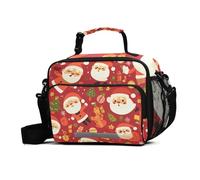 GuoChe Insulated Lunch Bags Christmas Santa Red High Capacity Insulated Lunch Box with Adjustable Shoulder Strap Lunch Coolers for Work, Travel, Outdoor