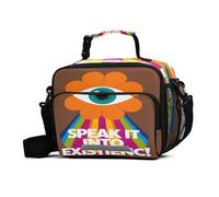 GuoChe Insulated Lunch Bags Orange Eye Speak It Into Existence Waterproof Leakproof Reusable Lunch Box with Adjustable Shoulder Strap Insulated Tote Bag for Work, Travel, Outdoor