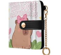 GuoChe Just A Girl Who Loves Capybaras Ladies Premium Foldable Wallet Unique Everyday PU Leather Wallet for Women Boys Girls
