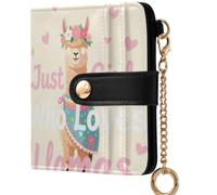 GuoChe Just A Girl Who Loves Llamas Llama Ladies Slim Foldable Wallet Portable Premium PU Leather Wallet for Woman Girl