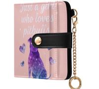 GuoChe Just A Girl Who Loves Pitbulls Watercolor Galaxy Pitbull Women's Minimalist Folding Wallet Convenient PU Leather Card