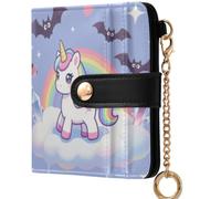 GuoChe kawaii-style Pastel Goth Cute Creepy Rainbow Fantasy Creature Women's Folding Wallet Cute Minimalist PU Leather Wallet for