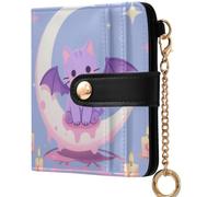 GuoChe kawaii-style Pastel Goth Cute Scary Black Cat Women's Folding Wallet For Women Portable PU Leather Wallet for Women Girls