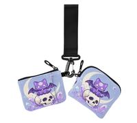 GuoChe kawaii-style Pastel Goth Cute Scary Witchy Cat and Skull Women's Change Wallet