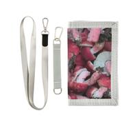 GuoChe Kids Card Holder Lanyard Wallet Fresh Piled Red Russula Wild | Built-In Metal Key Ringing with 2 ID Windows + 3 Card Slots for Christmas Halloween