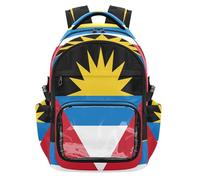 GuoChe Kids Clear Backpack for School Heavy Duty See Through Bookbag for School College Work, Age 7-18, National Flag of Antigua and Barbuda, One Size, Childrens-school-backpacks