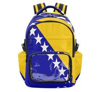 GuoChe Kids Clear Backpack for School Heavy Duty See Through Bookbag for School College Work, Age 7-18, National Flag of Bosnia and Herzegovina, One Size, Childrens-school-backpacks