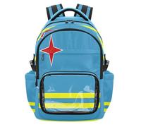 GuoChe Kids Clear Backpack for School Heavy Duty See Through Bookbag for School College Work, Age 7-18, Flag of Aruba, One Size, Childrens-school-backpacks