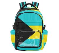 GuoChe Kids Clear Backpack for School Heavy Duty See Through Bookbag for School College Work, Age 7-18, National Flag of the Bahamas, One Size, Childrens-school-backpacks