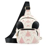 GuoChe Kids Crossbody Bag for Girls | Shoulder Purse with Ear Decor Aesthetic Preppy Blush Bows Candy Canes Christmas Tree Bow