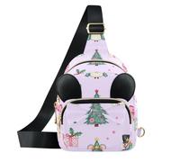 GuoChe Kids Crossbody Bag for Girls | Shoulder Purse with Ear Decor Preppy Pastel Blush & Green Nutcracker Rat King Christmas