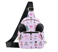 GuoChe Kids Crossbody Bag for Girls | Shoulder Purse with Ear Decor Preppy Pastel Blush & Green Nutcracker Rat King Christmas