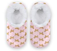 GuoChe Kids Slippers Boys Girls House Slipper Socks Home Shoes | Warm Soft Indoor Gold Dachshund Coquette Blush Bow Wiener Dog Doxie Sausage